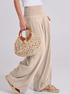 Foto 3 | Pantalones Palazzo Anrabess De Lino Para Mujer, Pernera Ancha Y Cintura Alta - Venta Internacional.