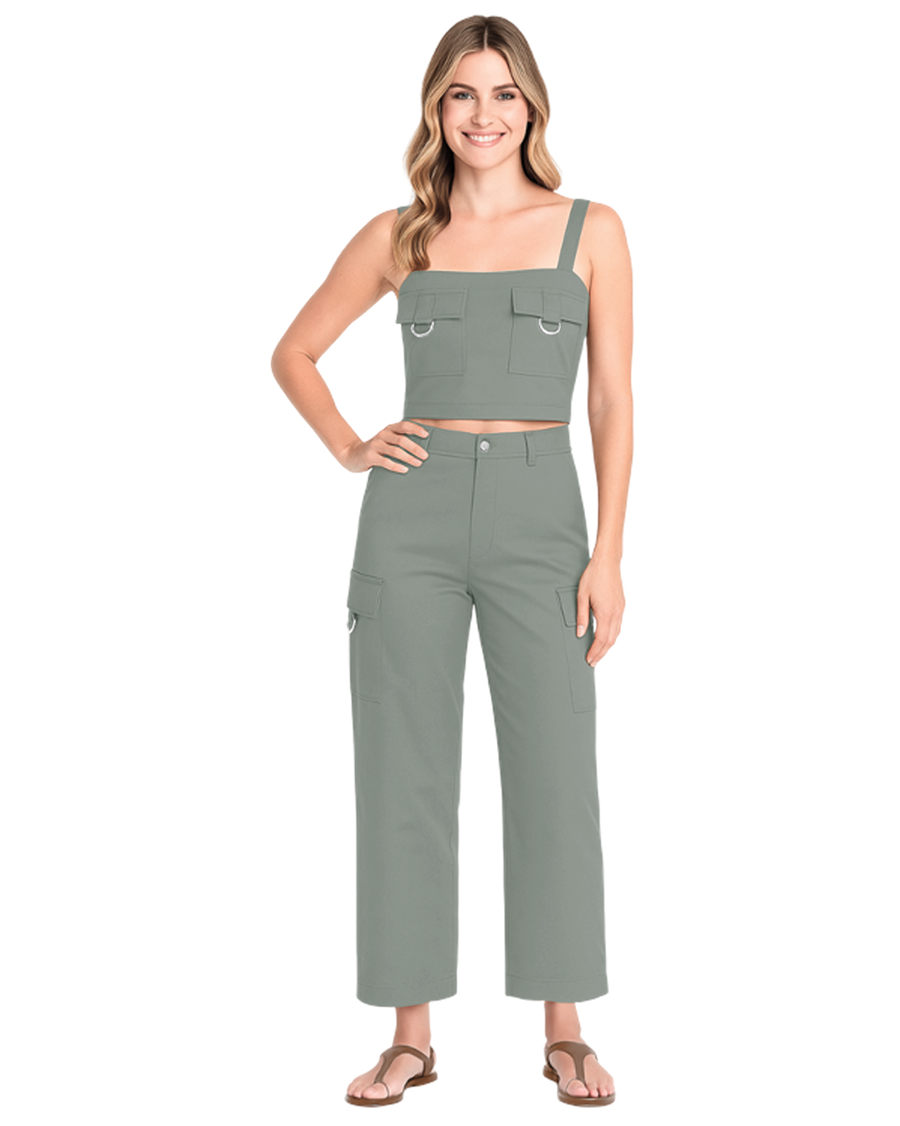 Set Coordinado Para Mujer Ocean Point  De Top Y Pantalón Cargo