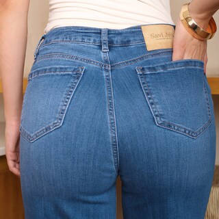 Foto 3 | Jeans Mujer Wide Leg Tiro Alto Stretch Azul Medio