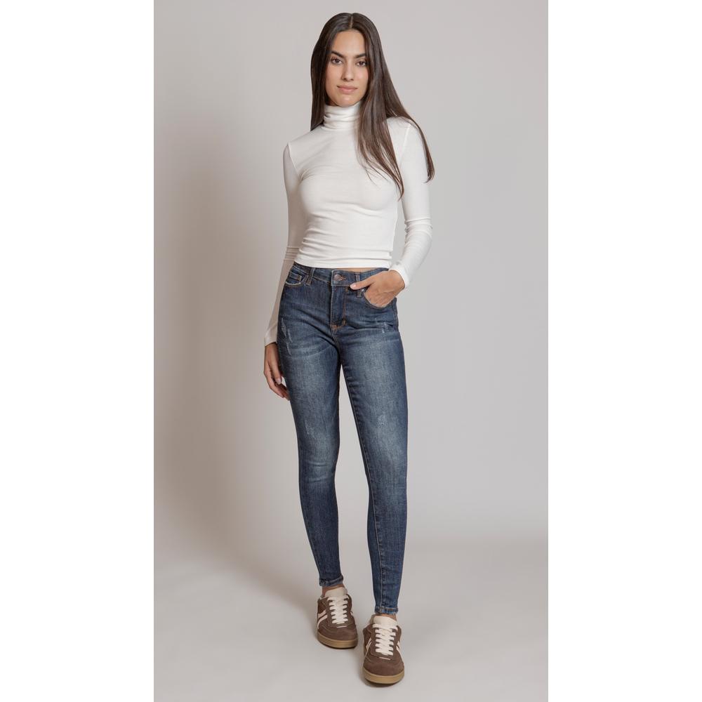 Foto 1 | Pantalón High Rise Skinny Mujer Balam Bl7189 Azul Oscuro