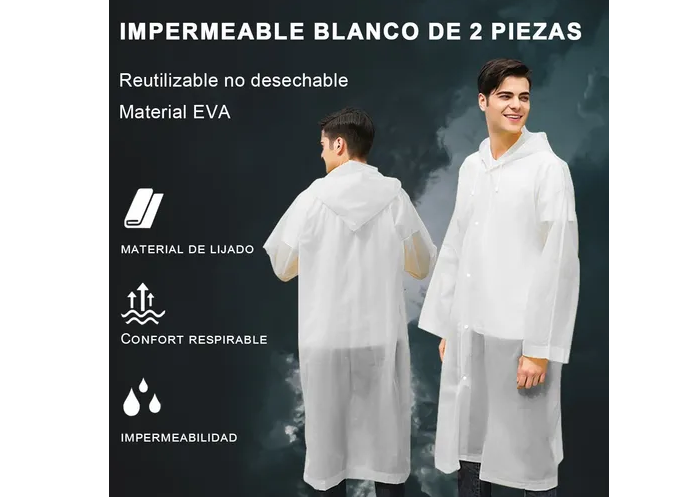Foto 2 | Xtellar Poncho Impermeable Unisex - Ecológico Y Transpirable, Perfecto Para La Lluvia - 2 Piezas