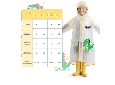 Foto 3 | Impermeable Xtellar Ecológico Totalmente Cubierto Para Niños, Poncho De Lluvia Transparente