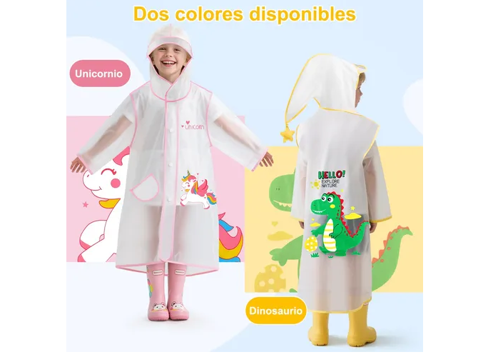 Foto 5 pulgar | Impermeable Xtellar Ecológico Totalmente Cubierto Para Niños, Poncho De Lluvia Transparente