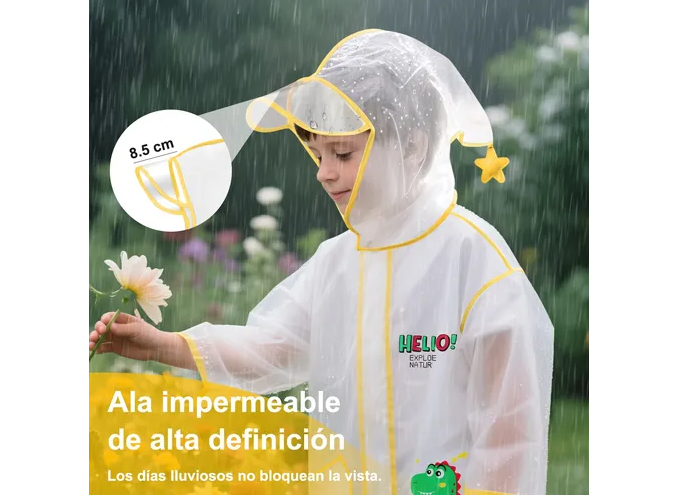 Foto 6 pulgar | Impermeable Xtellar Ecológico Totalmente Cubierto Para Niños, Poncho De Lluvia Transparente