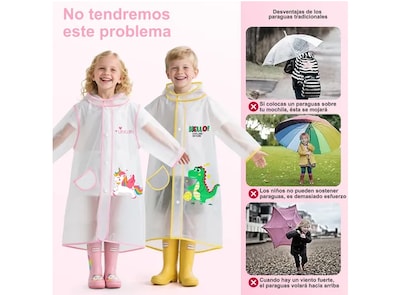 Foto 2 | Impermeable Xtellar Ecológico Totalmente Cubierto Para Niños, Poncho De Lluvia Transparente
