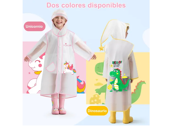 Foto 5 pulgar | Impermeable Xtellar Ecológico Totalmente Cubierto Para Niños, Poncho De Lluvia Transparente