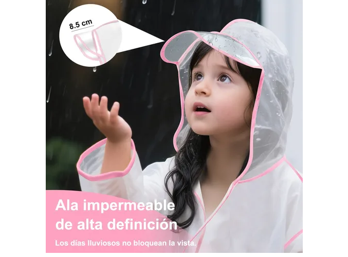 Foto 6 pulgar | Impermeable Xtellar Ecológico Totalmente Cubierto Para Niños, Poncho De Lluvia Transparente