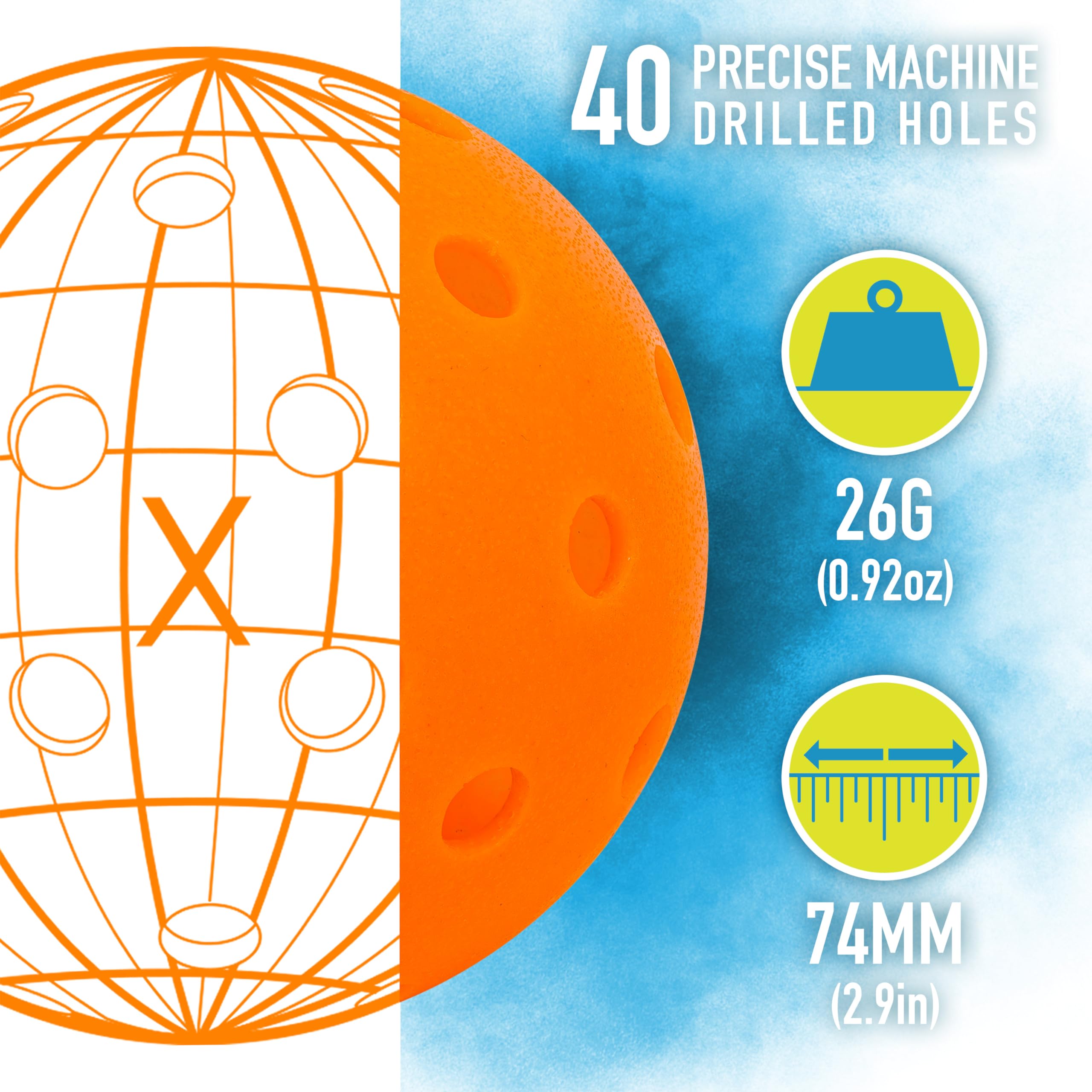 Foto 4 pulgar | Pelotas De Pickleball Franklin Sports X-40, 74 Mm, 26 G, Paquete De 3 - Venta Internacional.