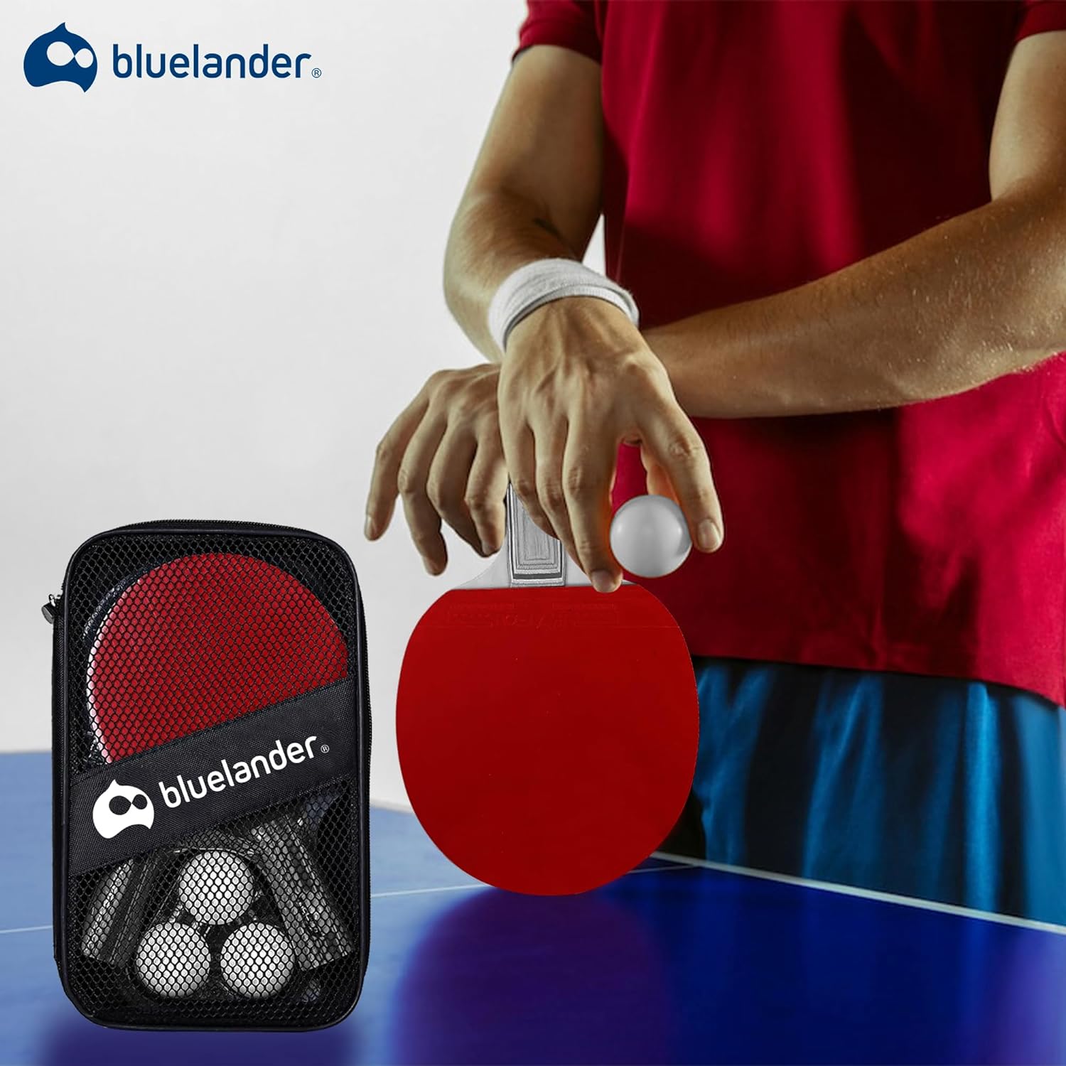 Foto 6 pulgar | Kit 2 De Raquetas De Ping Pong Con 3 Pelotas Y Funda De Raqueta Rojo Bluelander