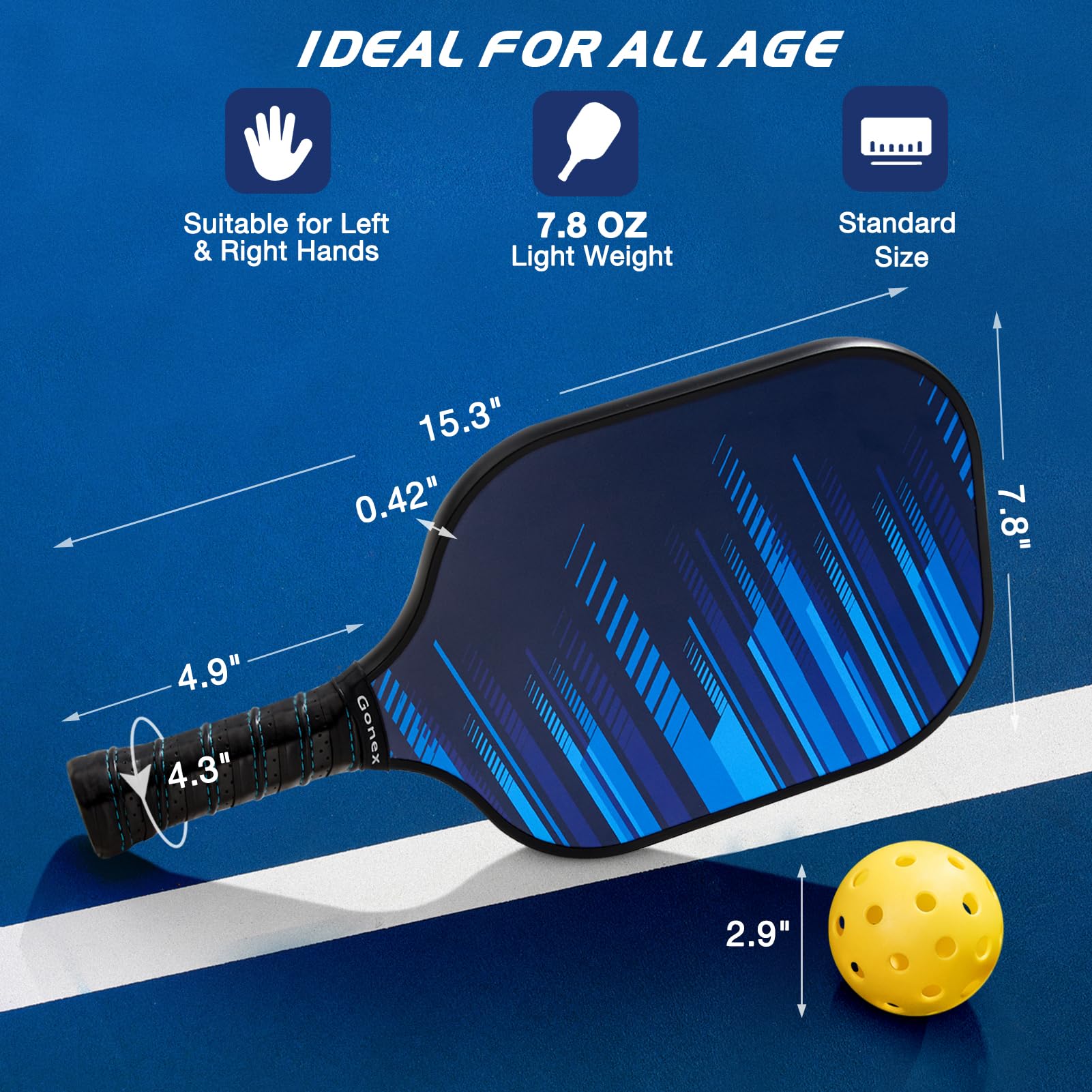 Foto 6 pulgar | Palas De Pickleball Gonex Graphite Aprobadas Por La Usapa, Juego De 2/4 - Venta Internacional.