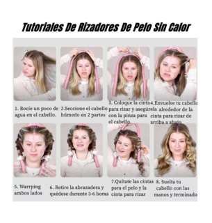 Foto 3 | Curly Ondas en Cabello rizos sin Calor Tubo + 2 Scrunchies Rosas Lab.G
