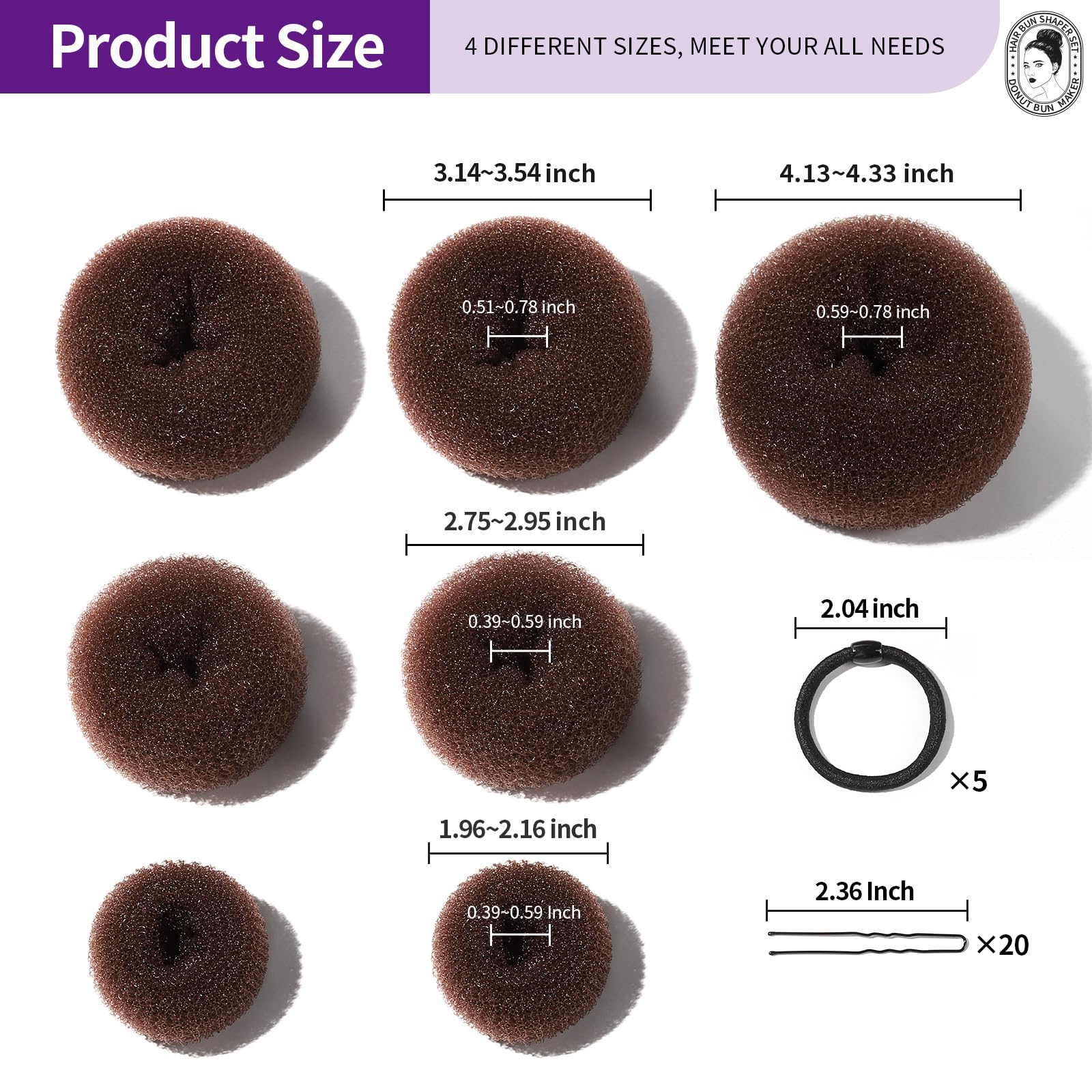 Foto 8 pulgar | Set Para Hacer Moños Teenitor, 7 Anillos Con Bandas Elásticas Y Alfileres - Venta Internacional.