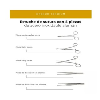 Foto 2 | Set Sutura Instrumental Médico 5 Piezas Hergom Premium
