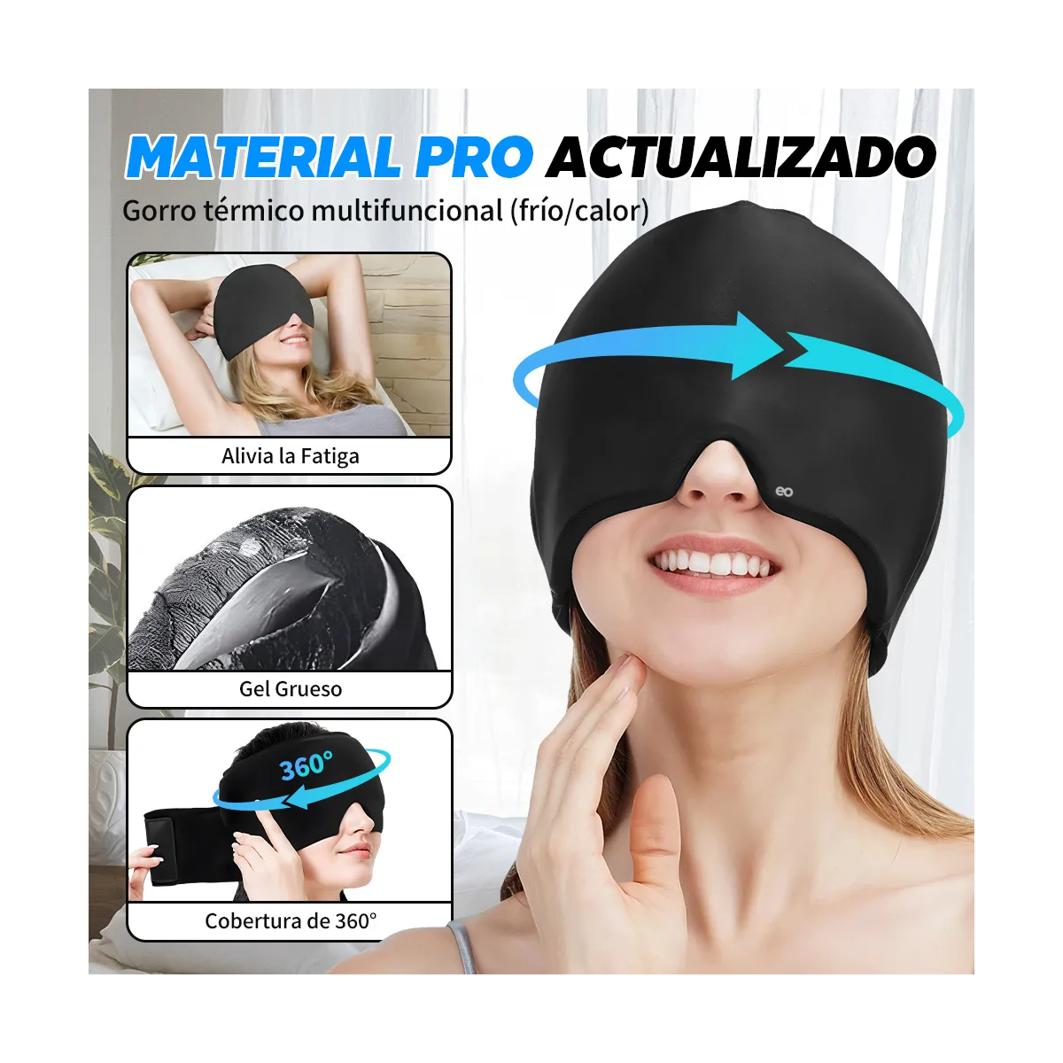 Foto 5 pulgar | Gorro Para Migraña De Gel Con Compresión Fría Y Caliente Eo Safe Imports Esi-19919  Negro