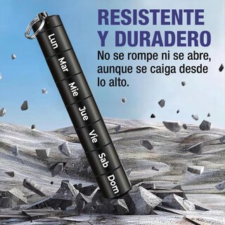 Foto 4 | Pastillero Semanal Portabs Hermético de Llavero en Español Negro