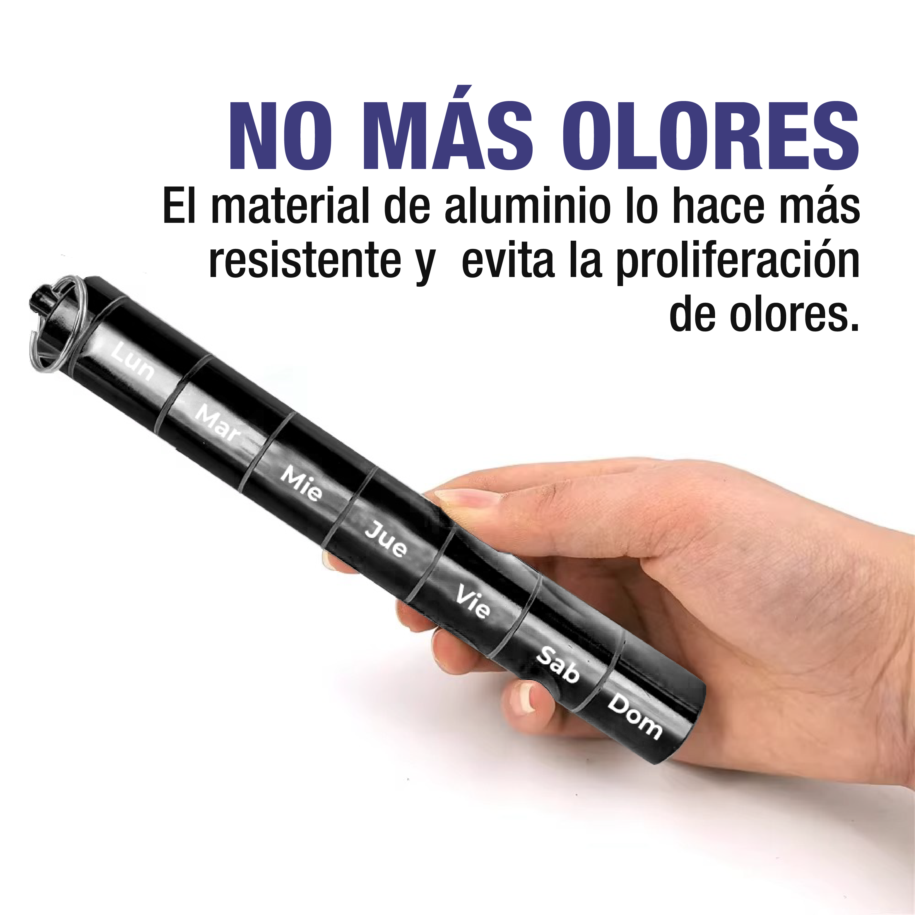 Foto 6 pulgar | Pastillero Semanal Portabs Hermético de Llavero en Español Negro