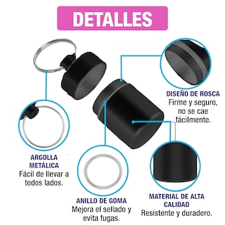 Foto 7 | Pastillero Semanal Portabs Hermético de Llavero en Español Negro