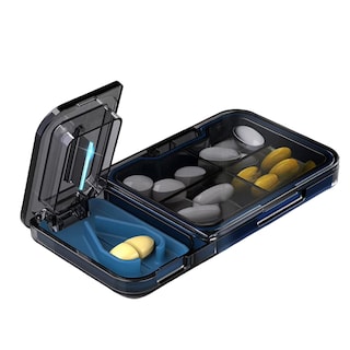 Foto 1 | Pastillero Organizador con Cortador de Pastillas con Divisiones color Gris