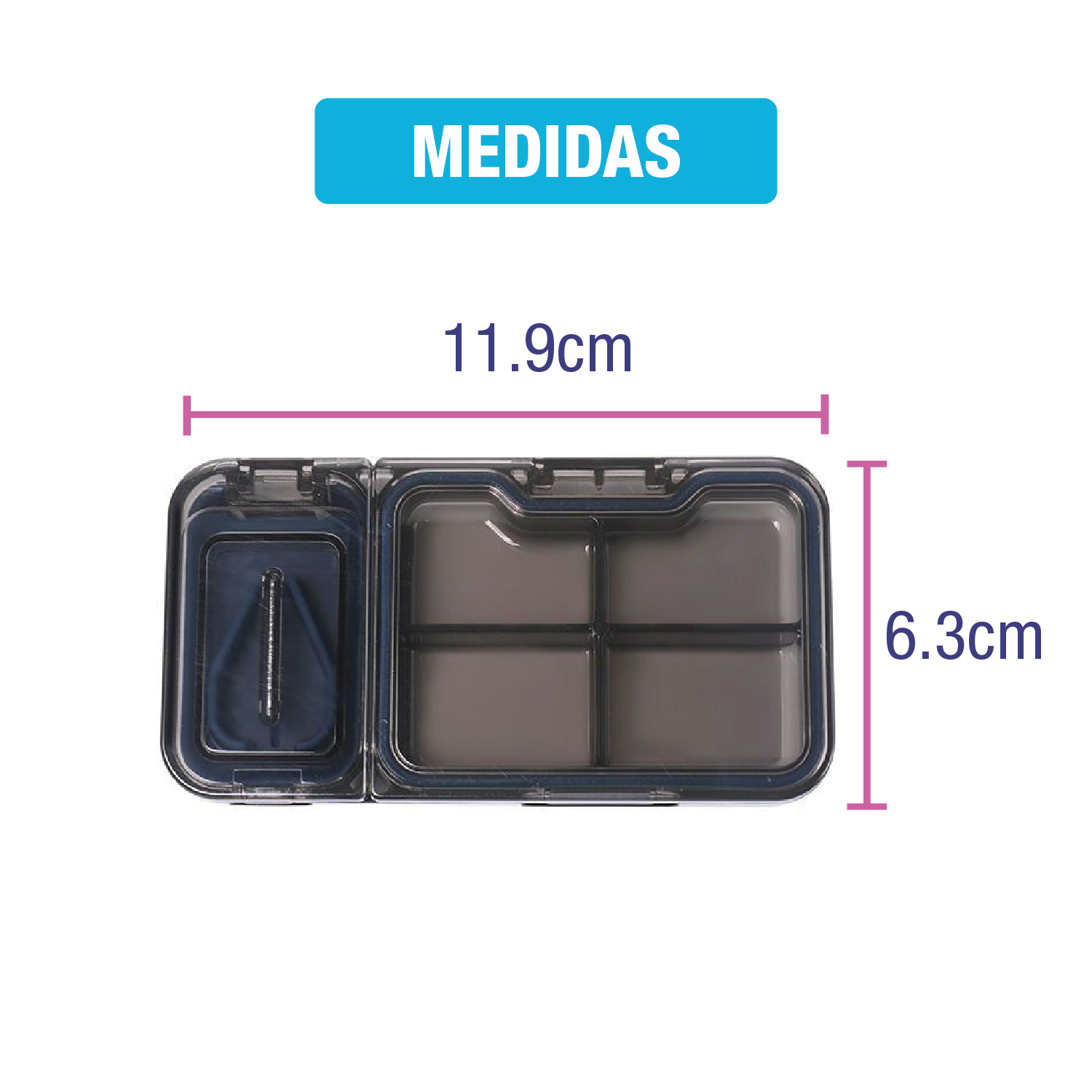 Foto 5 | Pastillero Organizador con Cortador de Pastillas con Divisiones color Gris
