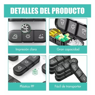 Foto 3 | Pastillero Semanal 3 Tomás Organizador Eo Safe Imports Esi-15439 Negro