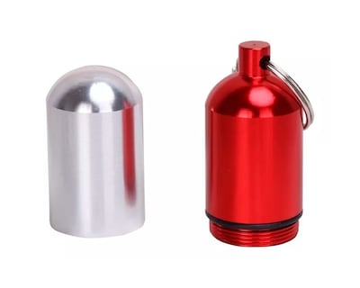 Foto 2 | Pastillero Grande Llavero Hermético de Aluminio Rojo