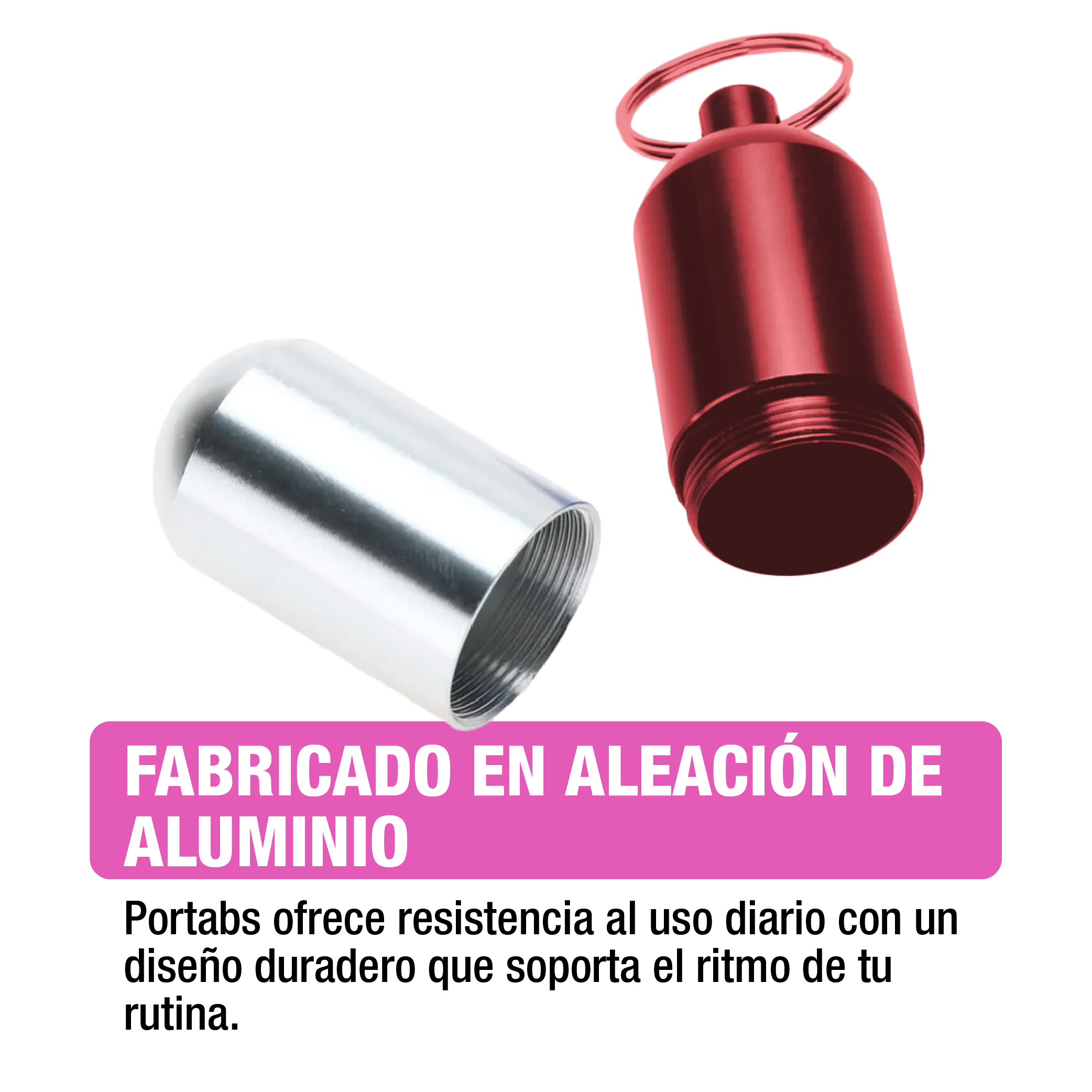 Foto 3 | Pastillero Grande Llavero Hermético De Aluminio Color Rojo