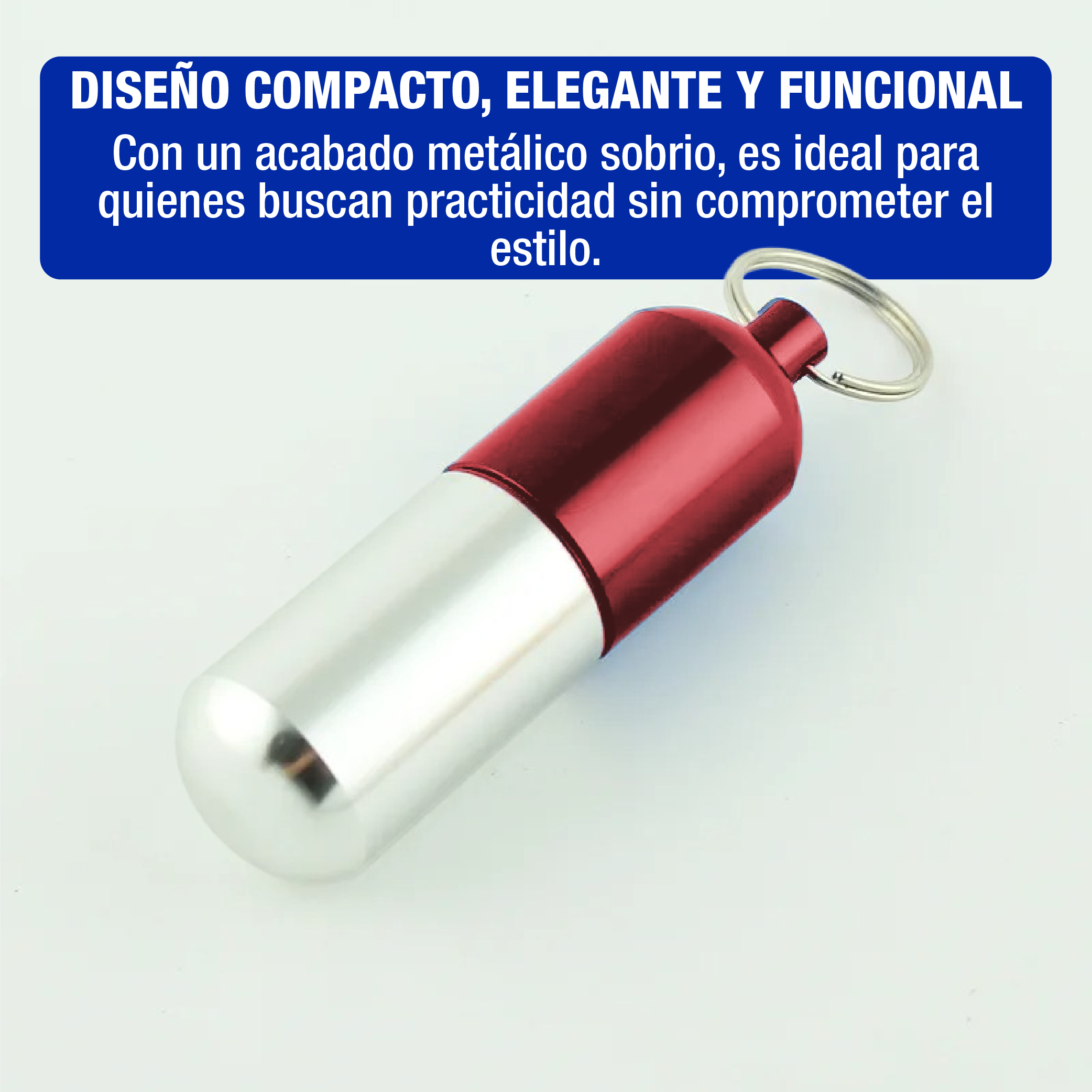 Foto 5 pulgar | Pastillero Grande Llavero Hermético De Aluminio Color Rojo