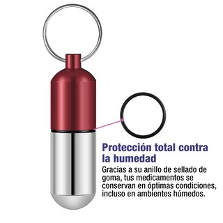 Foto 5 | Pastillero Grande Llavero Hermético De Aluminio Color Rojo