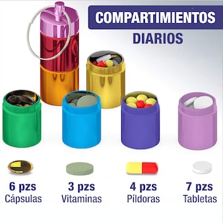 Foto 6 | Pastillero Semanal Hermético de Llavero en Español Arcoíris