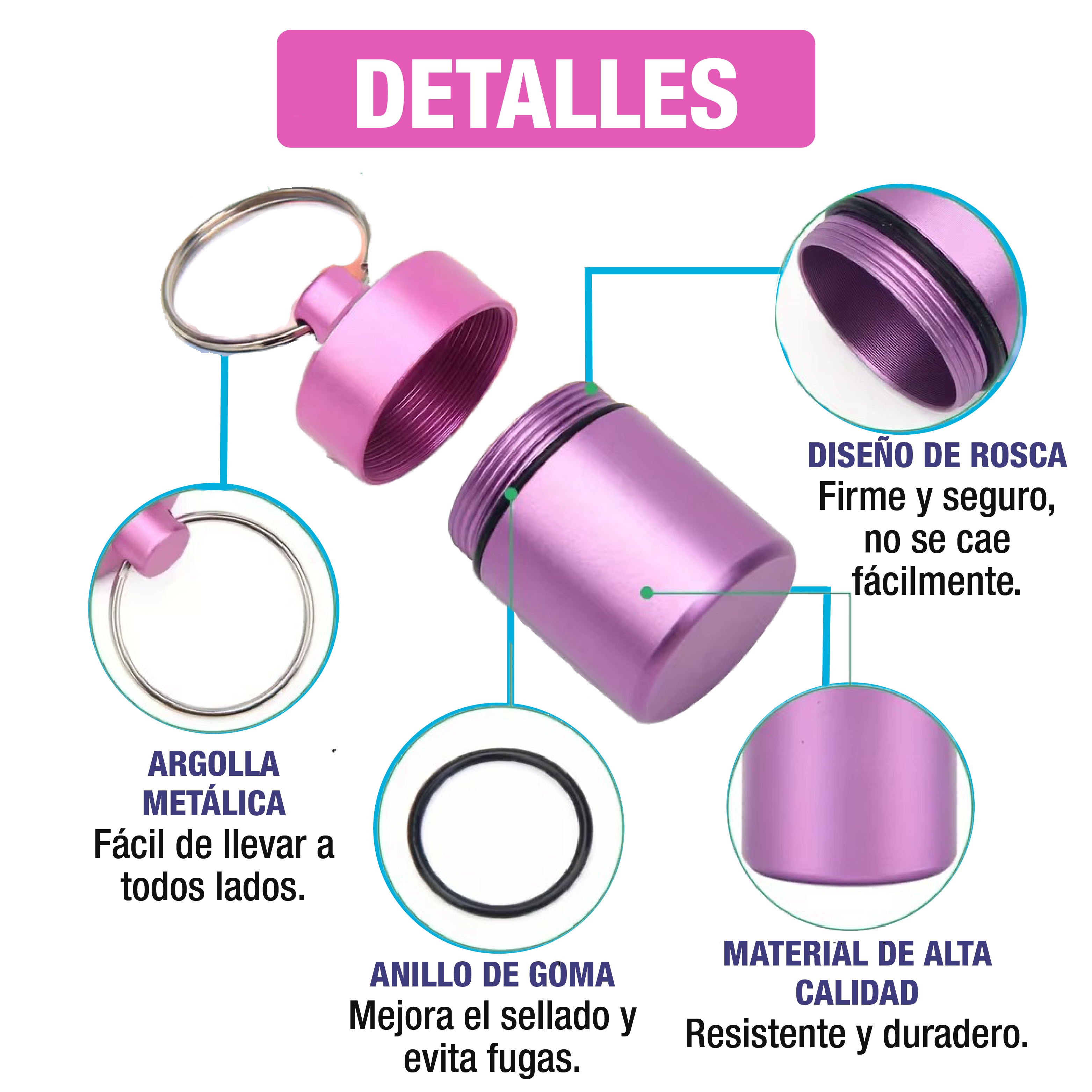 Foto 8 pulgar | Pastillero Semanal Hermético de Llavero en Español Arcoíris