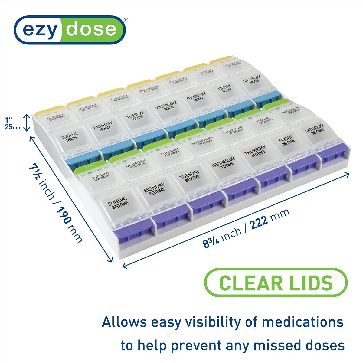 Foto 3 pulgar | Organizador De Píldoras Ezy Dose Semanal, 7 Días, 2 Xl, 4 Veces Al Día - Venta Internacional.