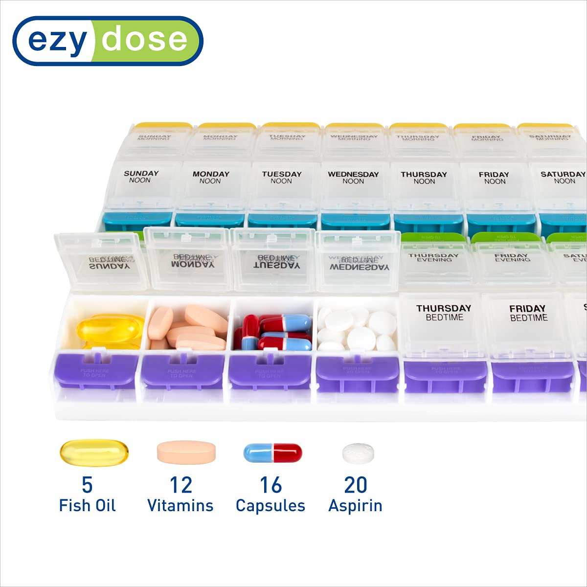 Foto 4 pulgar | Organizador De Píldoras Ezy Dose Semanal, 7 Días, 2 Xl, 4 Veces Al Día - Venta Internacional.