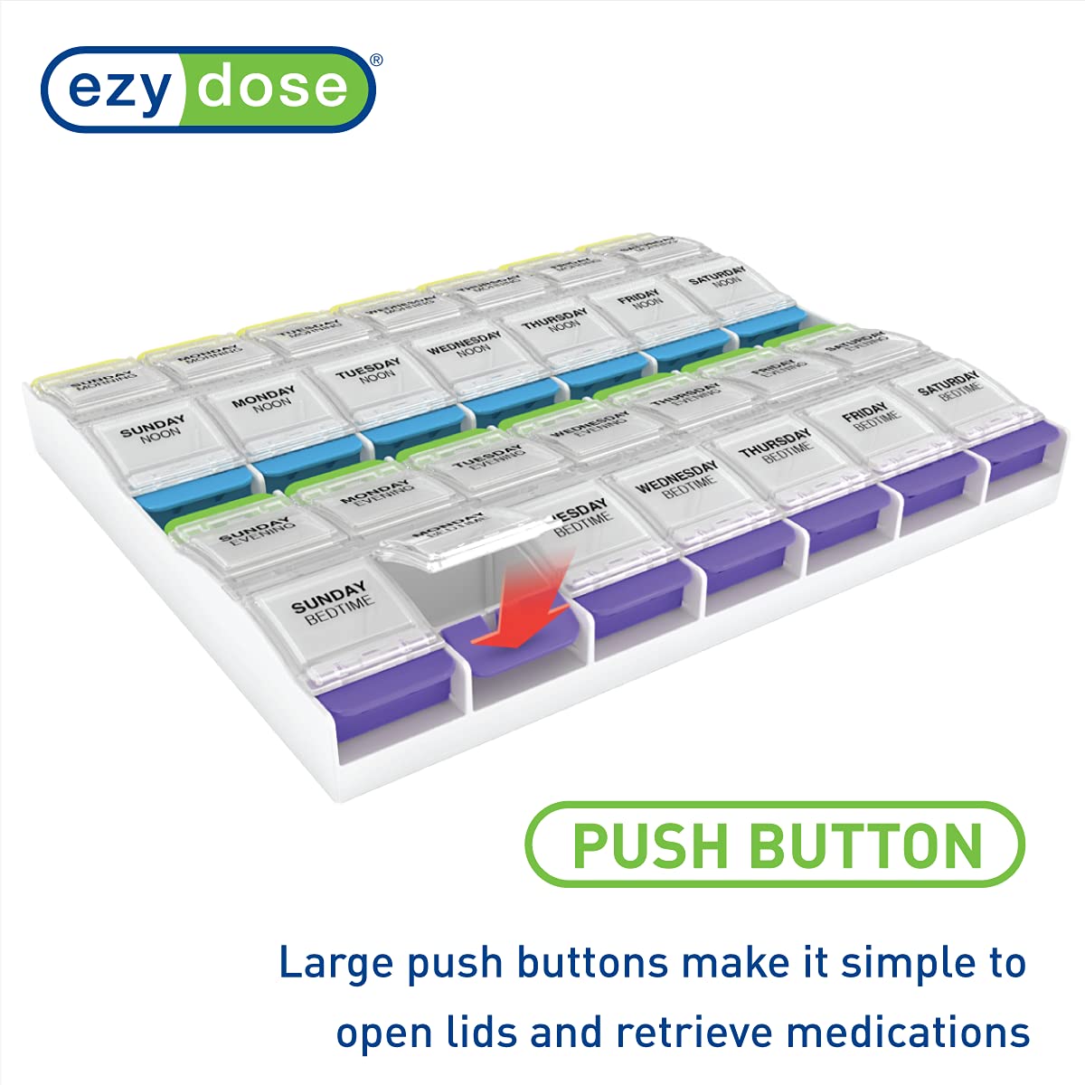 Foto 6 pulgar | Organizador De Píldoras Ezy Dose Semanal, 7 Días, 2 Xl, 4 Veces Al Día - Venta Internacional.