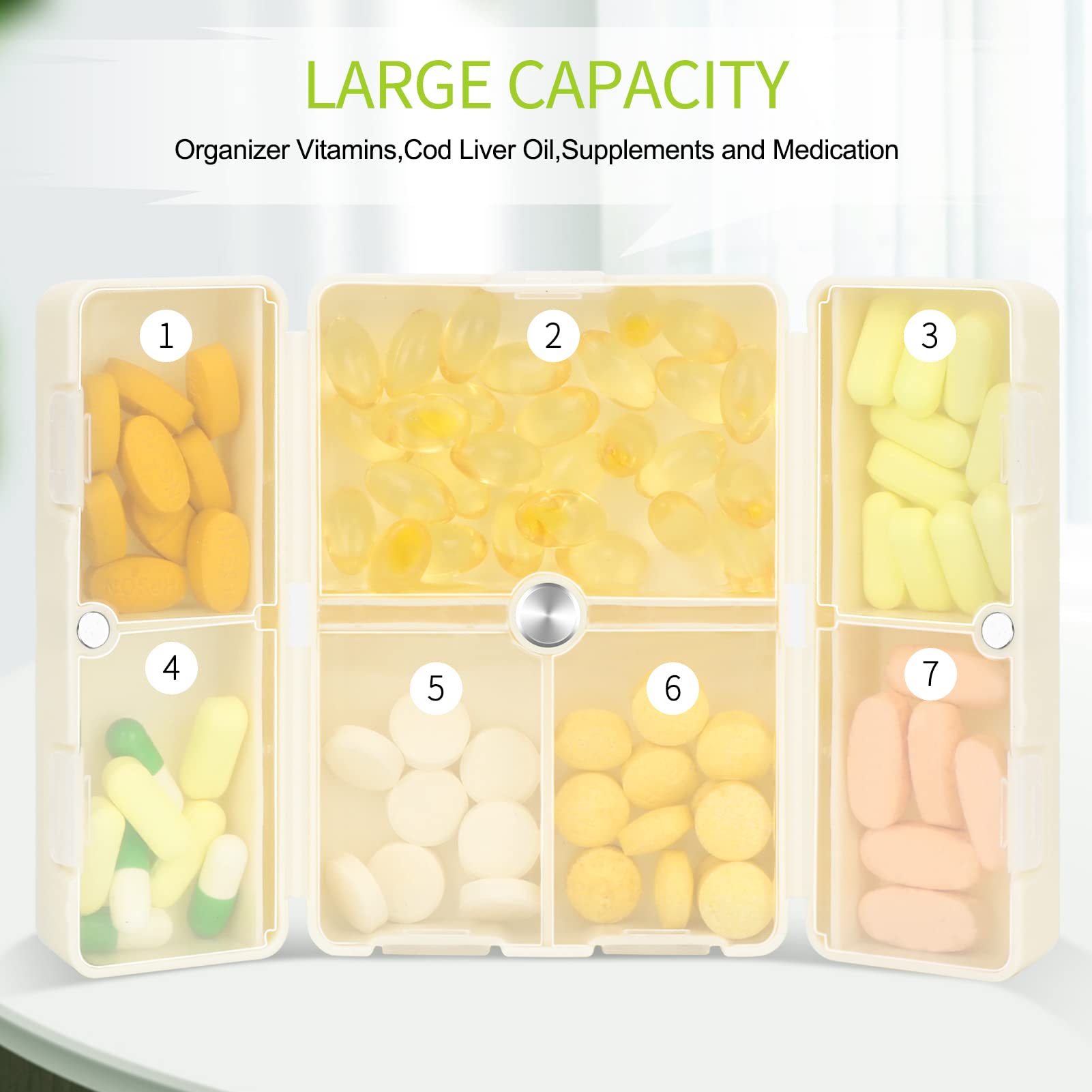 Foto 2 | Funda Portátil Fyy De Daily Pill Organizer Para Viajes, Color Blanco - Venta Internacional.