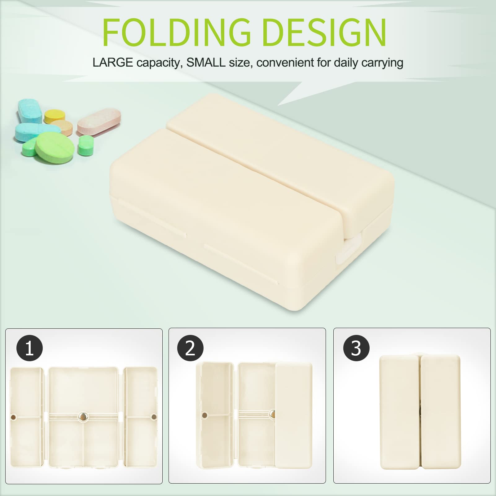 Foto 3 | Funda Portátil Fyy De Daily Pill Organizer Para Viajes, Color Blanco - Venta Internacional.