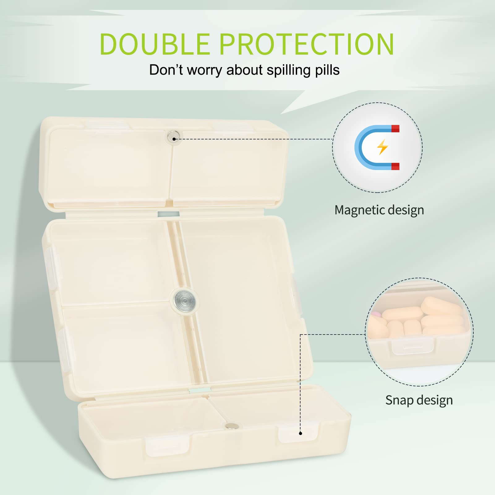 Foto 4 | Funda Portátil Fyy De Daily Pill Organizer Para Viajes, Color Blanco - Venta Internacional.