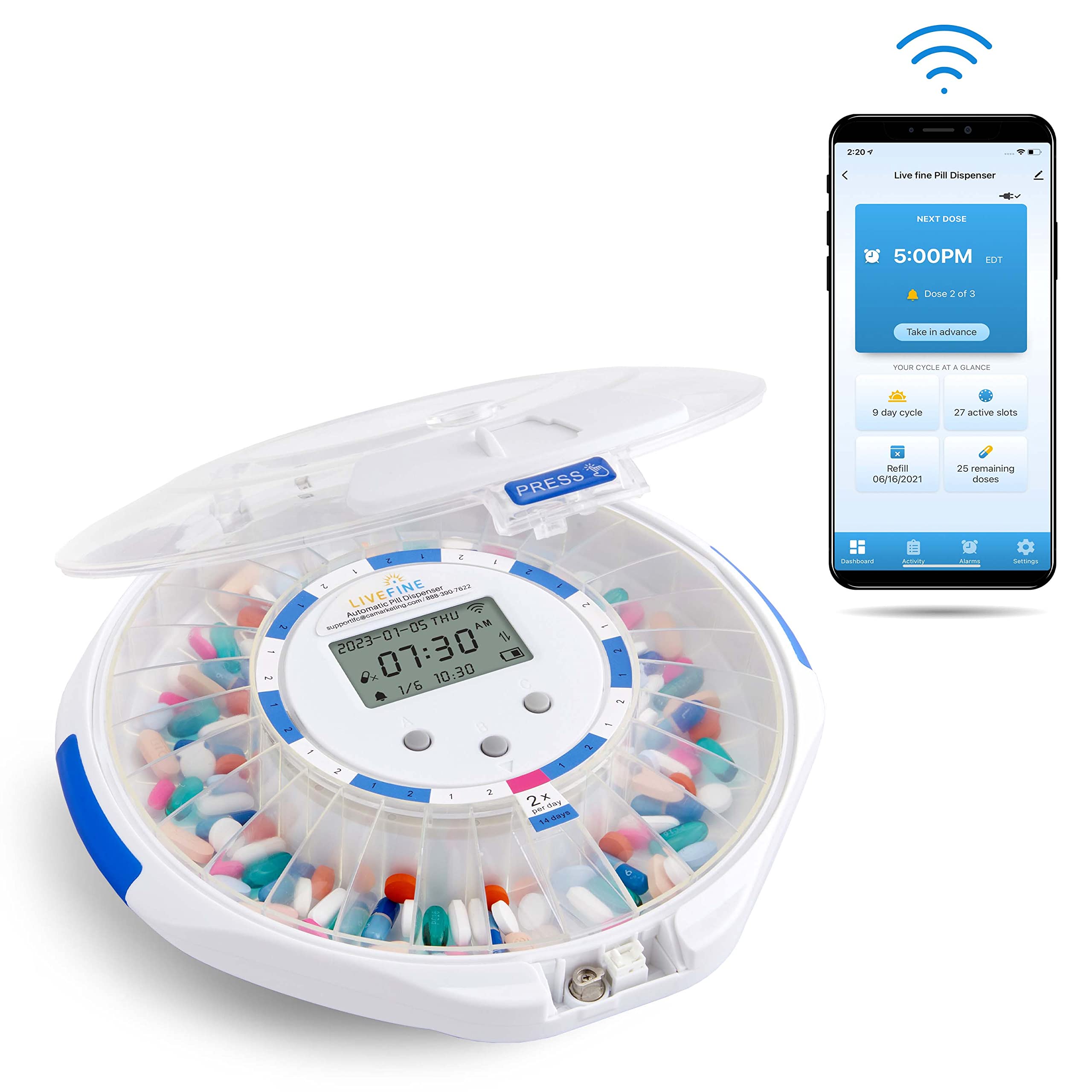 Foto 2 pulgar | Dispensador De Píldoras Live Fine Smart Wifi, Organizador De 28 Días, 9 Dosis - Venta Internacional.