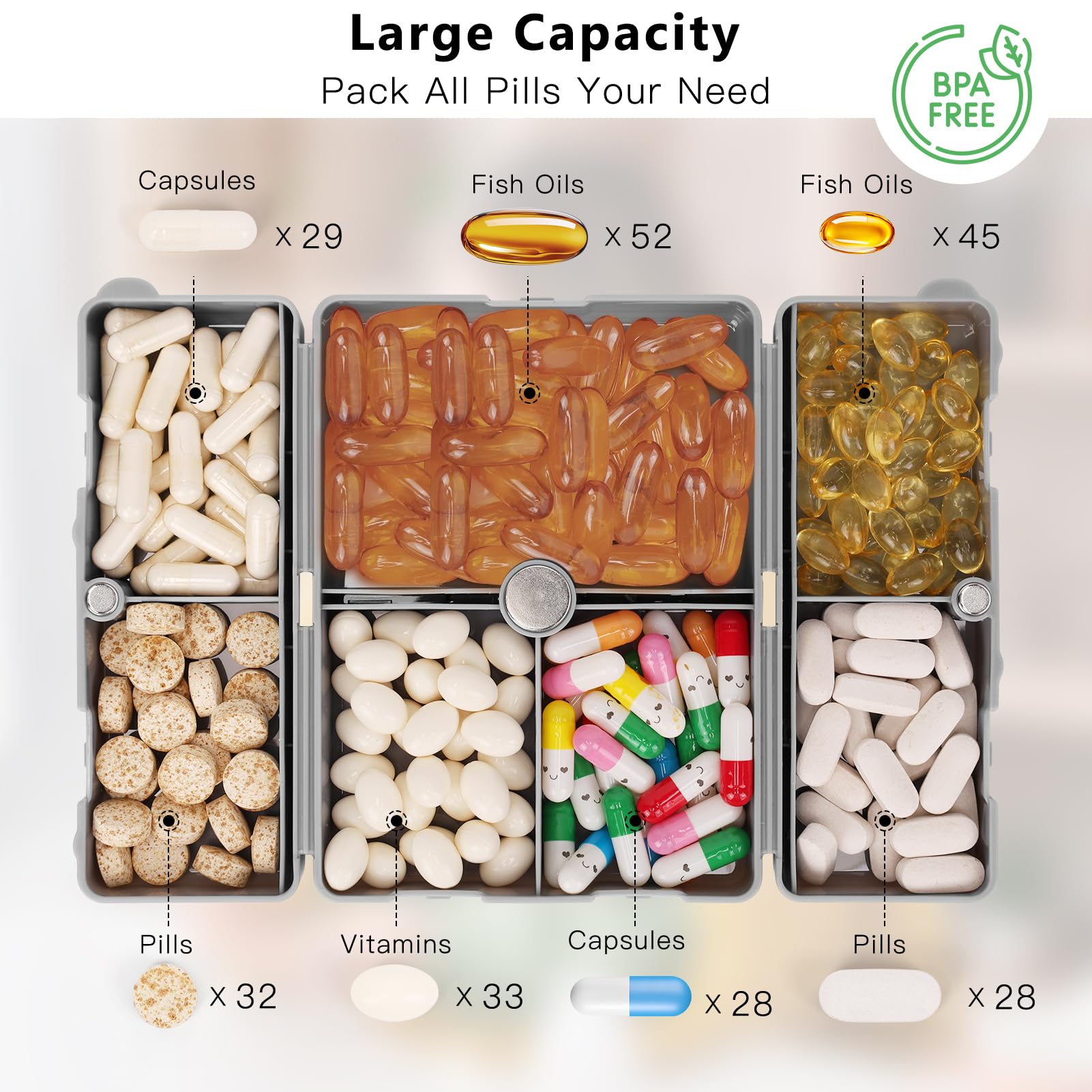 Foto 3 pulgar | Daily Pill Organizer Fyy, Pastillero Portátil Con 7 Compartimentos - Venta Internacional.
