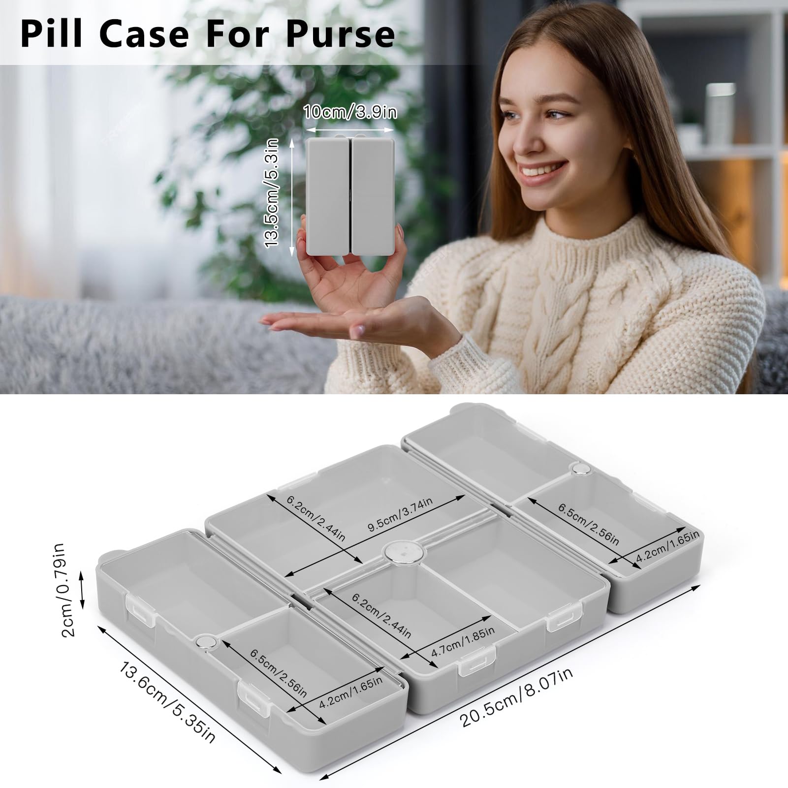Foto 8 pulgar | Daily Pill Organizer Fyy, Pastillero Portátil Con 7 Compartimentos - Venta Internacional.