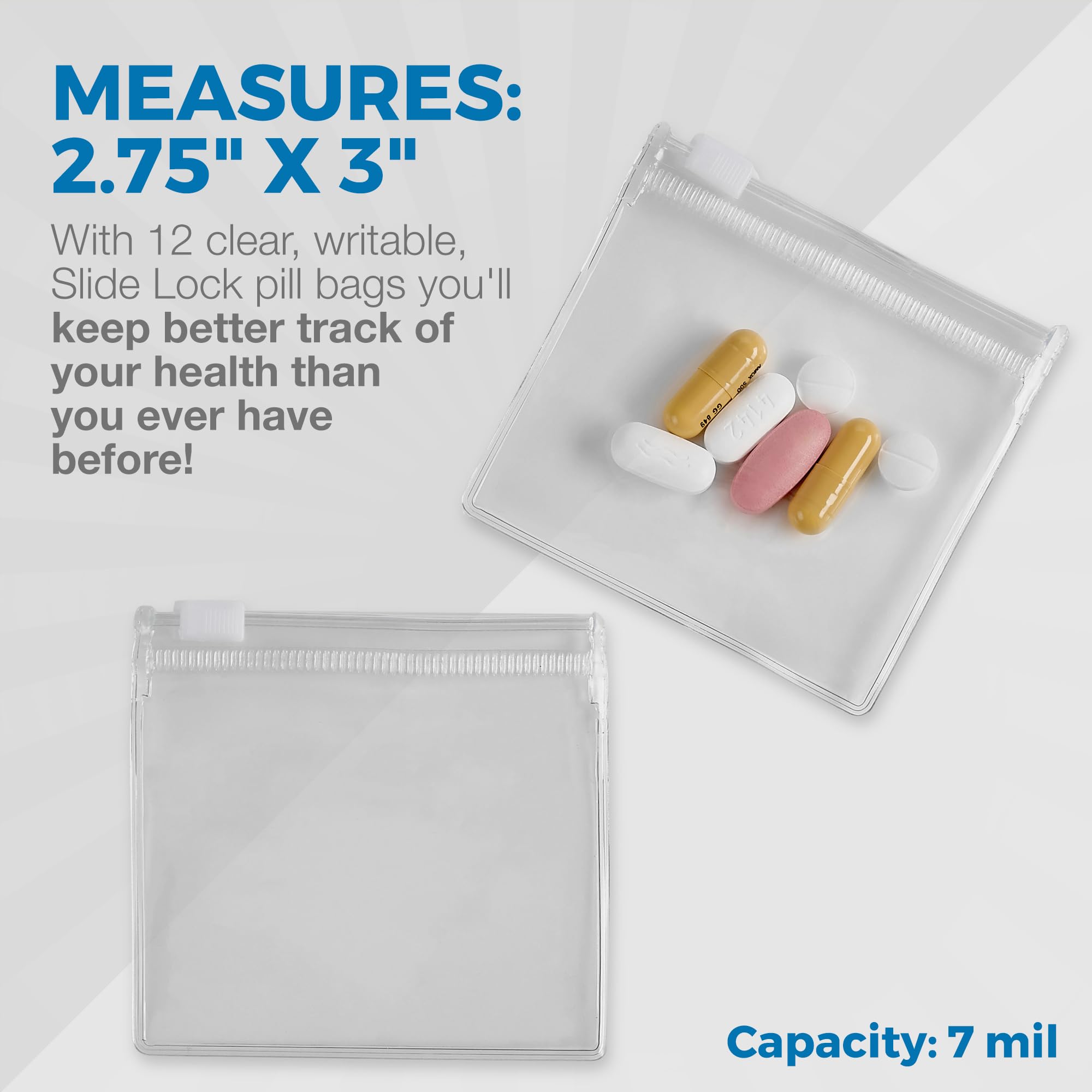 Foto 2 | Bolsas Para Pastillas Con Cierre Medca, Paquete De 12 Unidades De Eva Sin Bpa - Venta Internacional.