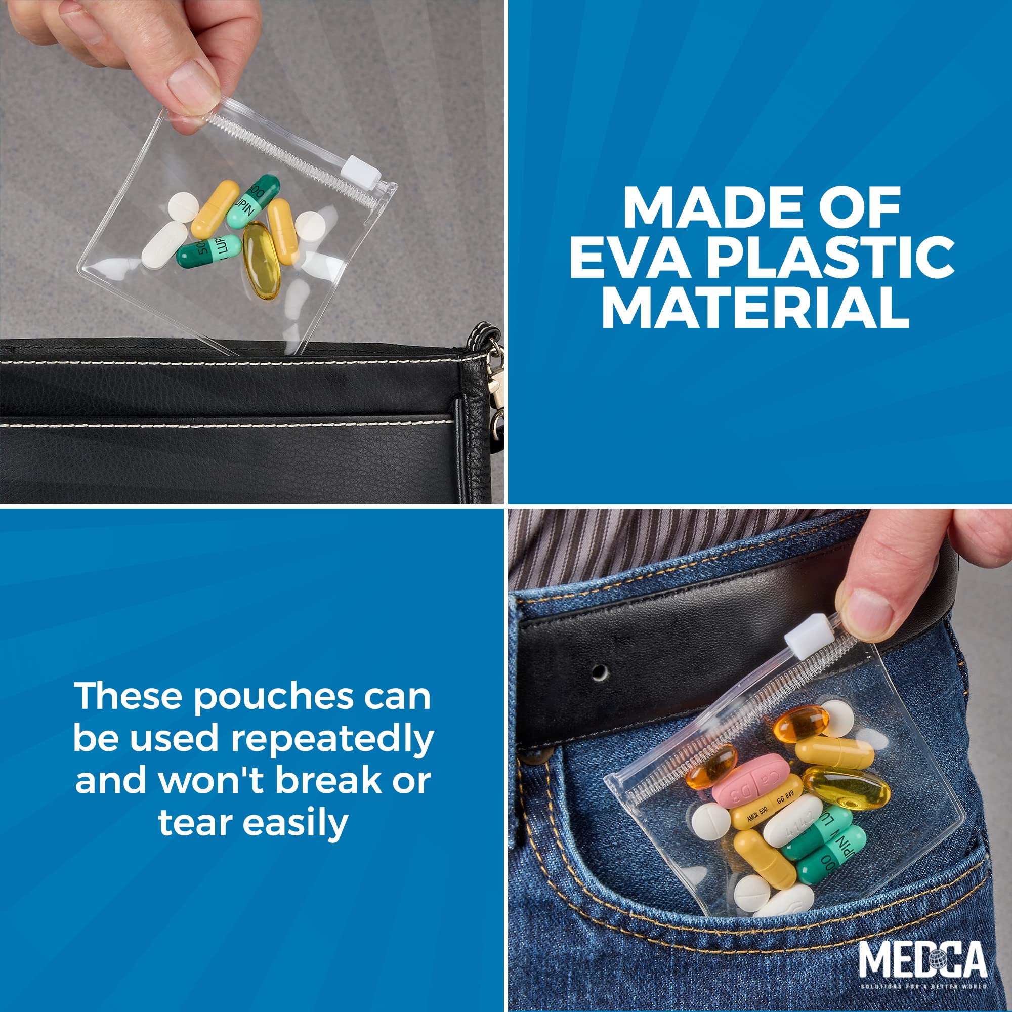 Foto 7 | Bolsas Para Pastillas Con Cierre Medca, Paquete De 12 Unidades De Eva Sin Bpa - Venta Internacional.