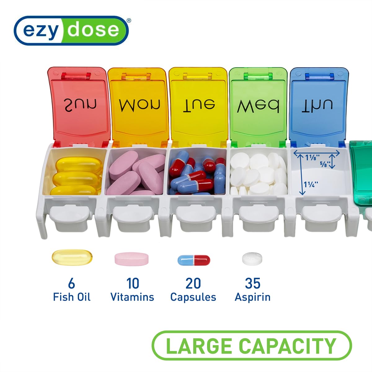 Foto 3 pulgar | Planificador De Píldoras Ezy Dose Semanal Para 7 Días Con Organizador De Vitaminas - Venta Internacional.