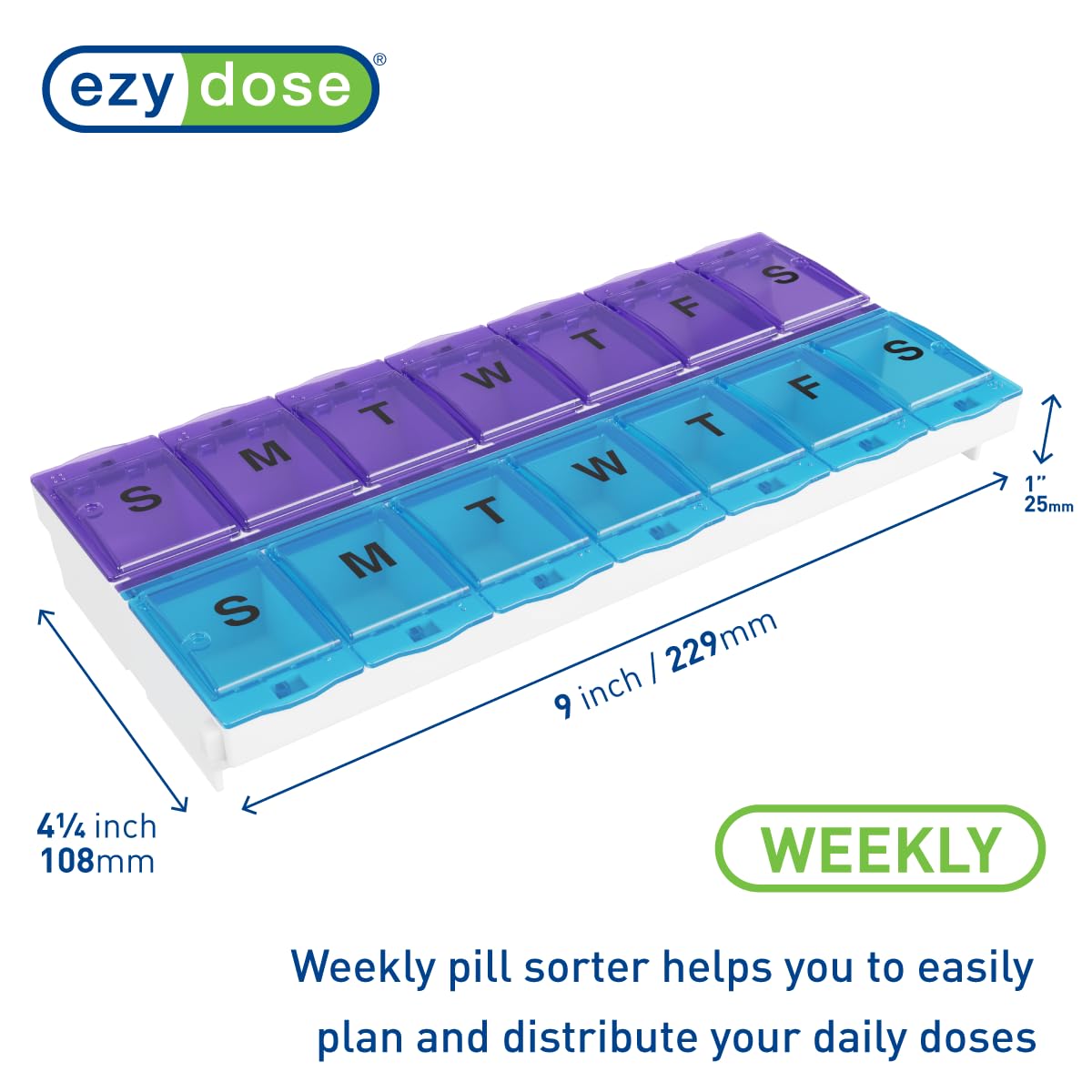 Foto 3 pulgar | Pastillero Ezy Dose (14 Días), Planificador De Medicamentos Por La Mañana Y Por La Tarde, Sin Bpa - Venta Internaciona