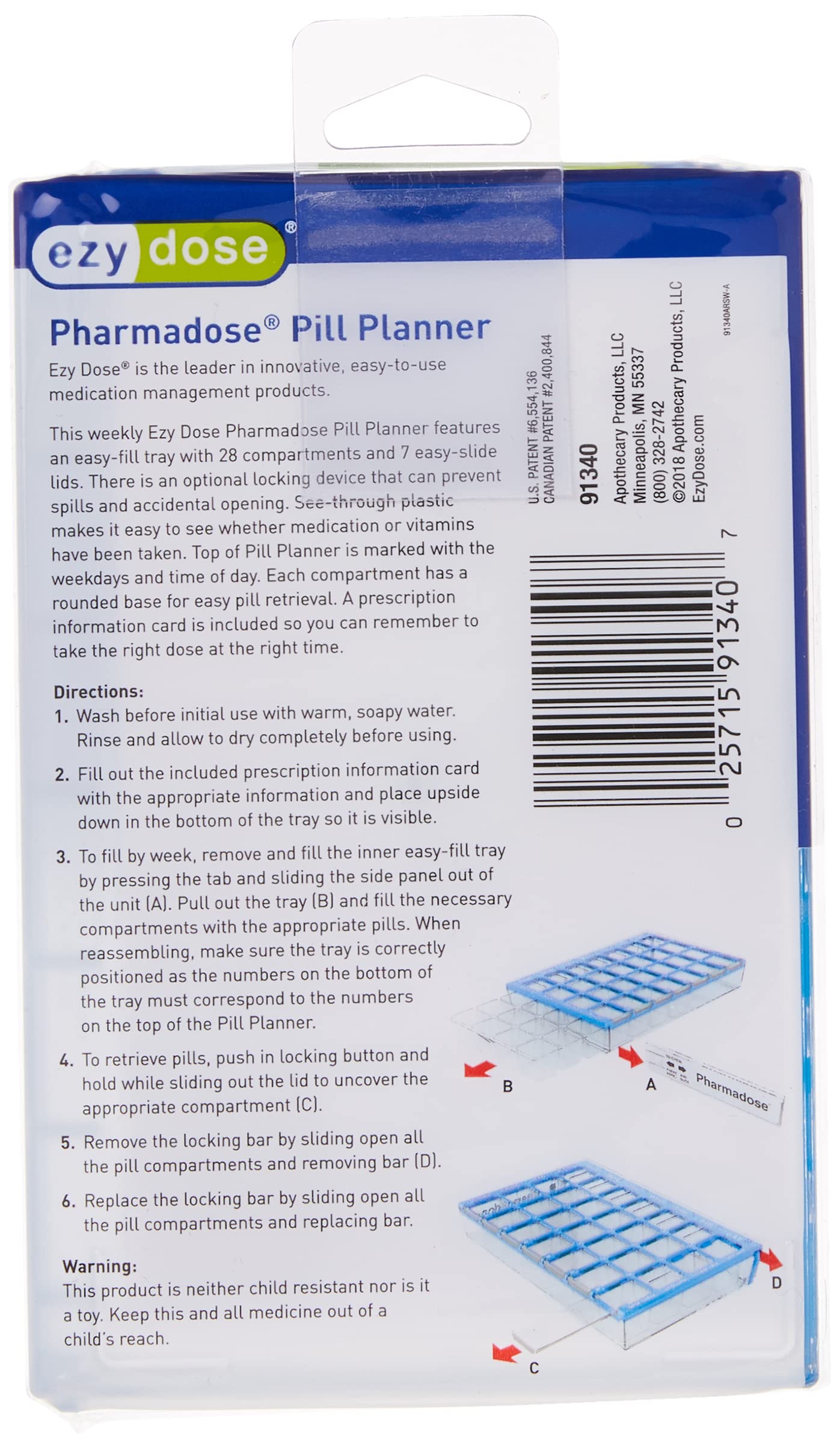 Foto 7 pulgar | Planificador Semanal De Medicamentos Ezy Dose Para 7 Días, Sin Bpa - Venta Internacional.