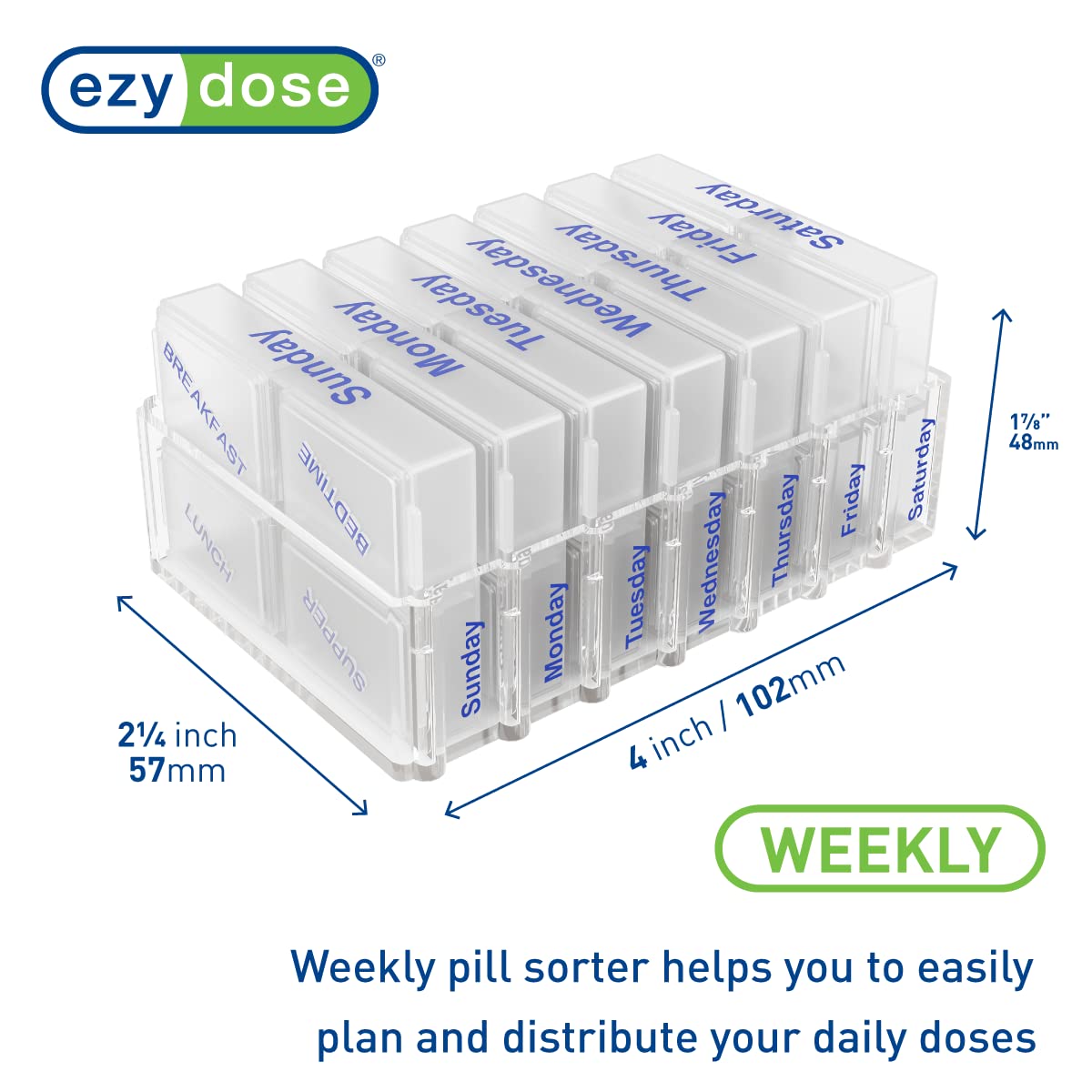 Foto 2 | Pill Pase Ezy Dose  Planificador Semanal De Medicamentos Para 7 Días  Transparente - Venta Internacional.