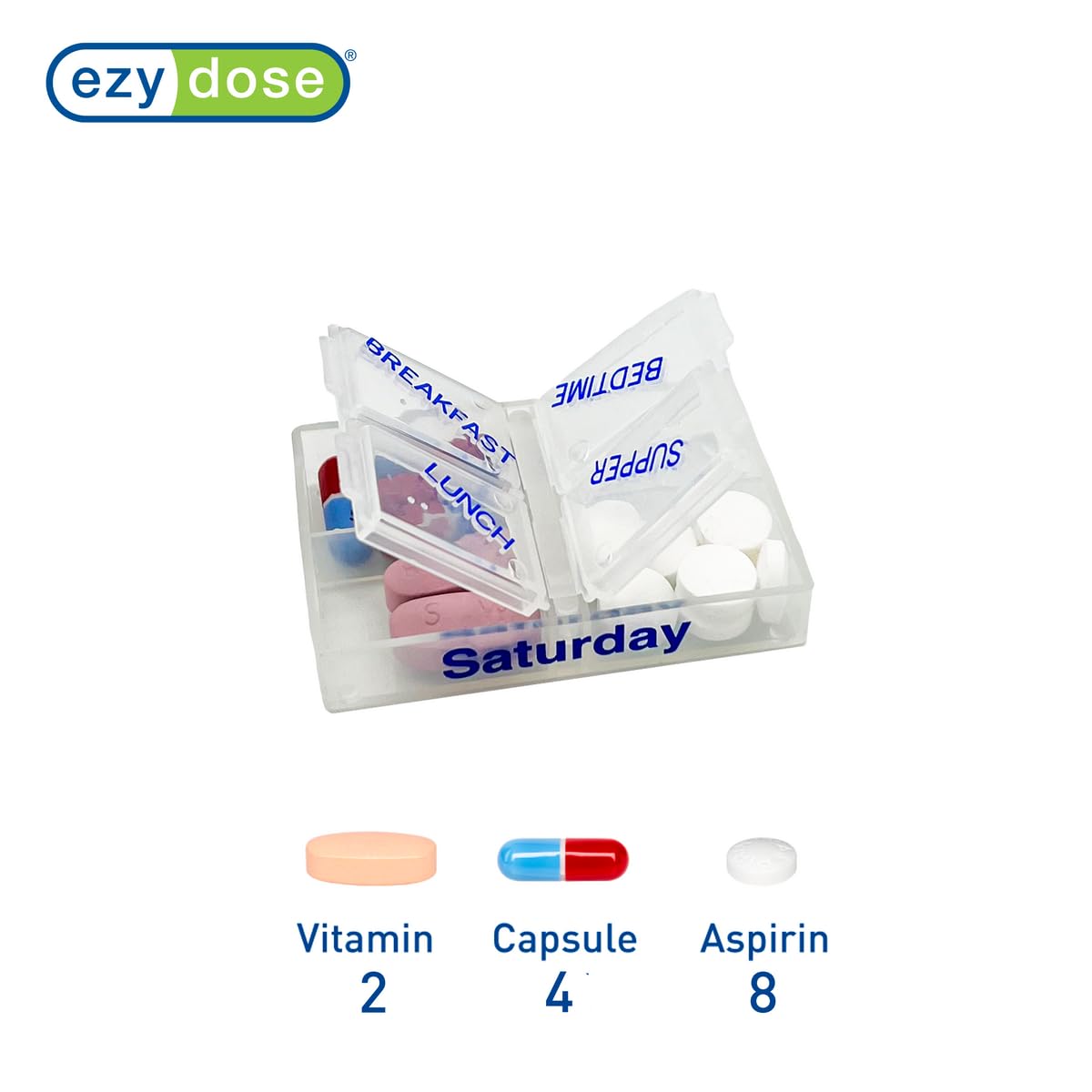 Foto 3 | Pill Pase Ezy Dose  Planificador Semanal De Medicamentos Para 7 Días  Transparente - Venta Internacional.