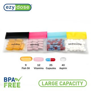 Foto 2 | Juego De Bolsitas Para Pastillas Ezy Dose Reutilizables Durante 7 Días Tamaño Viaje Sin Bpa - Venta Internacional.