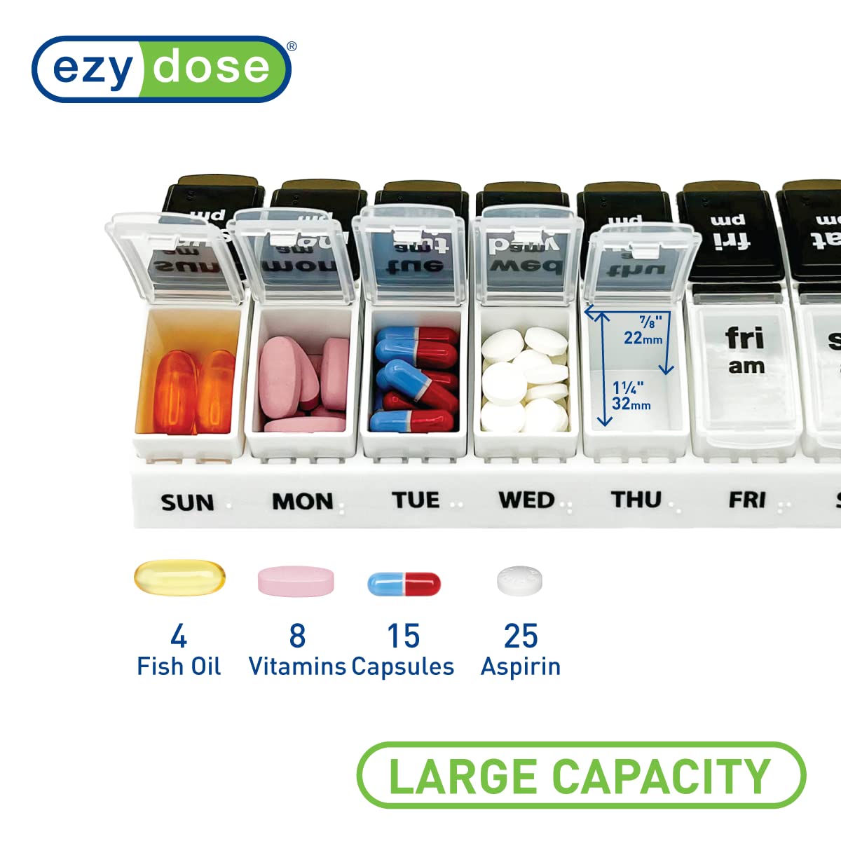 Foto 3 pulgar | Pastillero Ezy Dose  Planificador Semanal De Medicamentos Para 7 Días  Por La Mañana Y Por La Tarde - Venta Internac