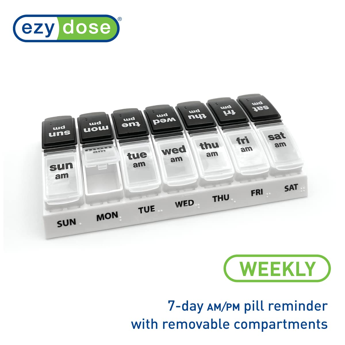 Foto 5 | Pastillero Ezy Dose  Planificador Semanal De Medicamentos Para 7 Días  Por La Mañana Y Por La Tarde - Venta Internac