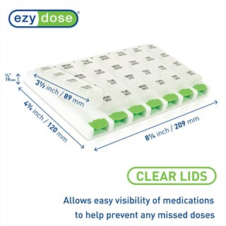 Foto 2 | Organizador De Píldoras Ezy Dose Semanal 7 Días 4 Veces Al Día Verde - Venta Internacional.